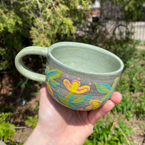 yellow tulip granite latte mug