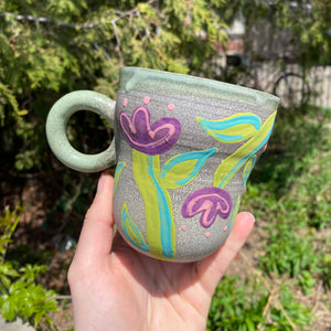purple tulip granite mug