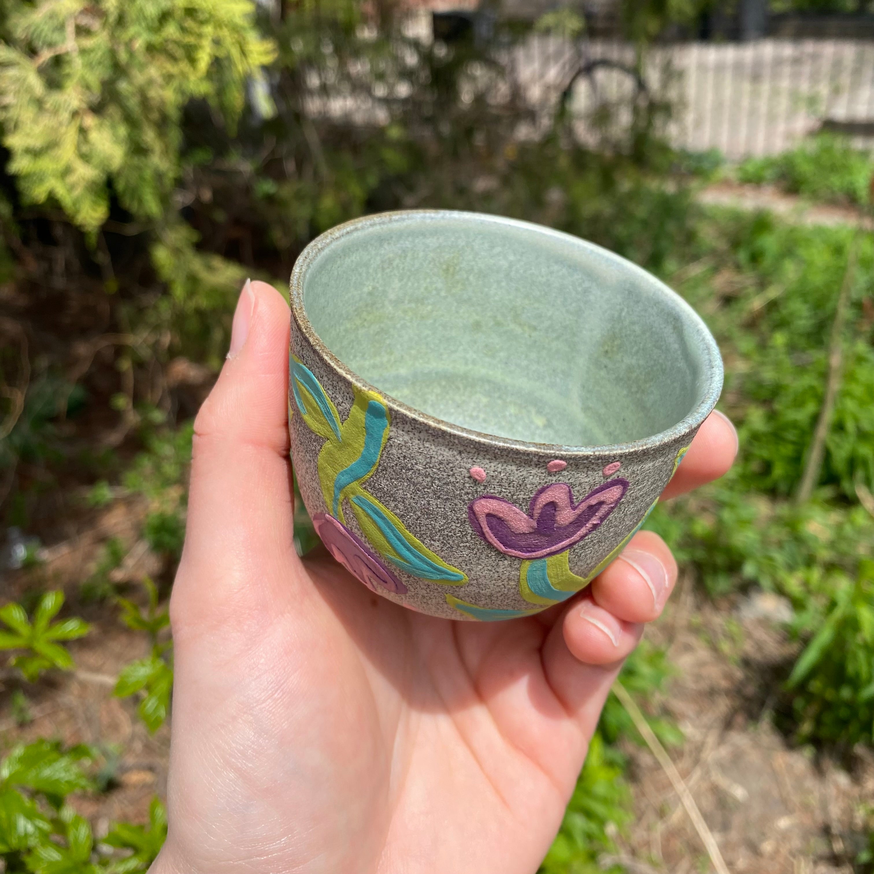 small purple tulip granite cup