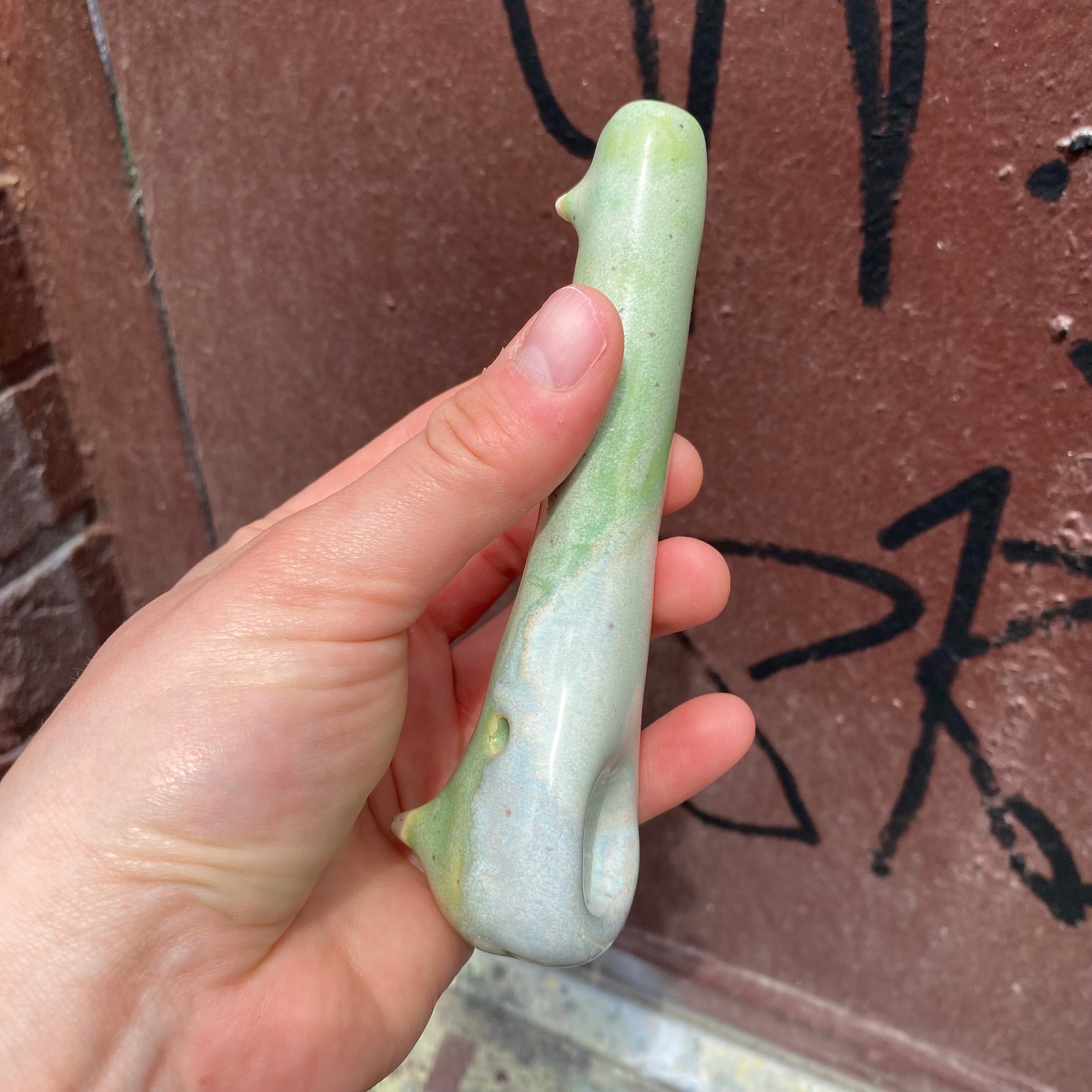 pastel green glazy spoon