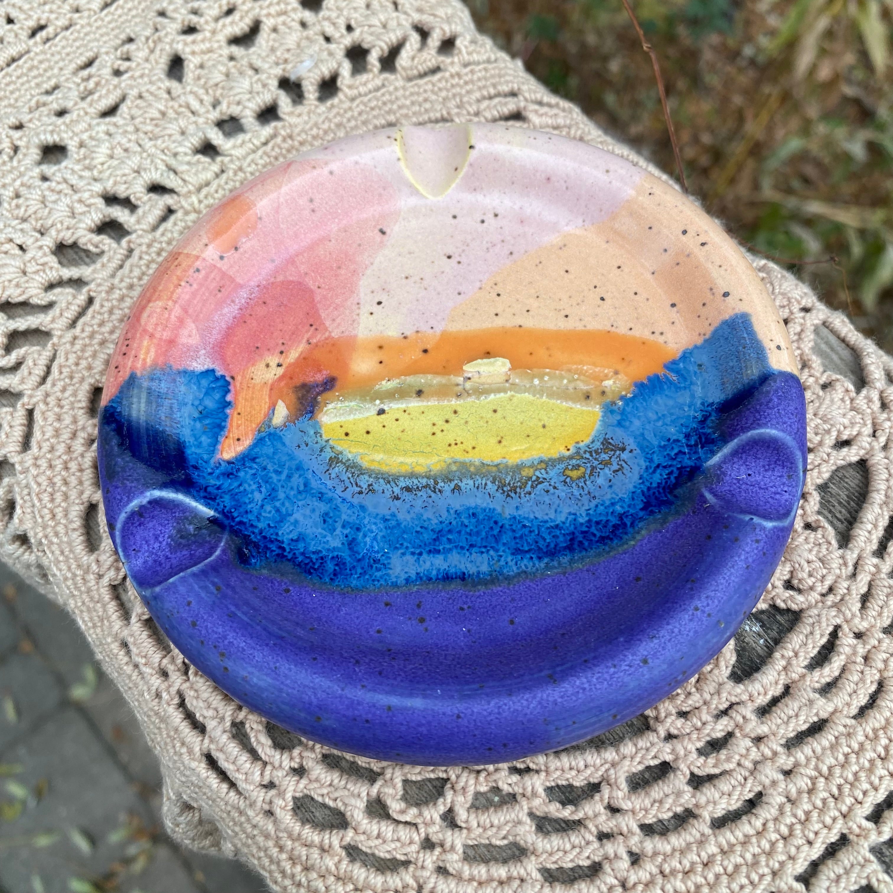 sunset glazy ashtray