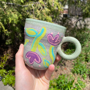 purple tulip granite mug