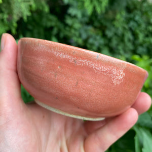 small pink coral turquoise glazy bowl