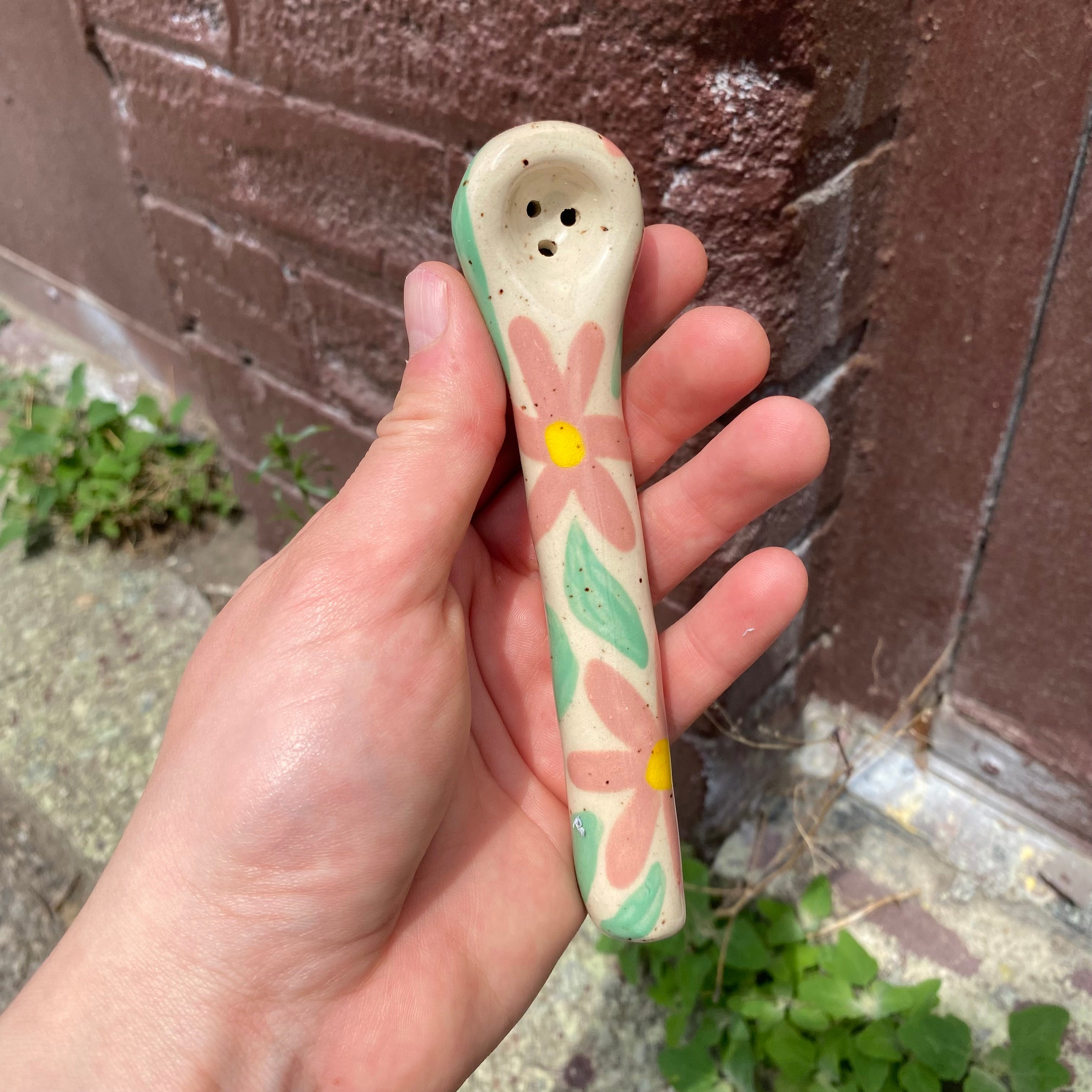 pink floral spoon