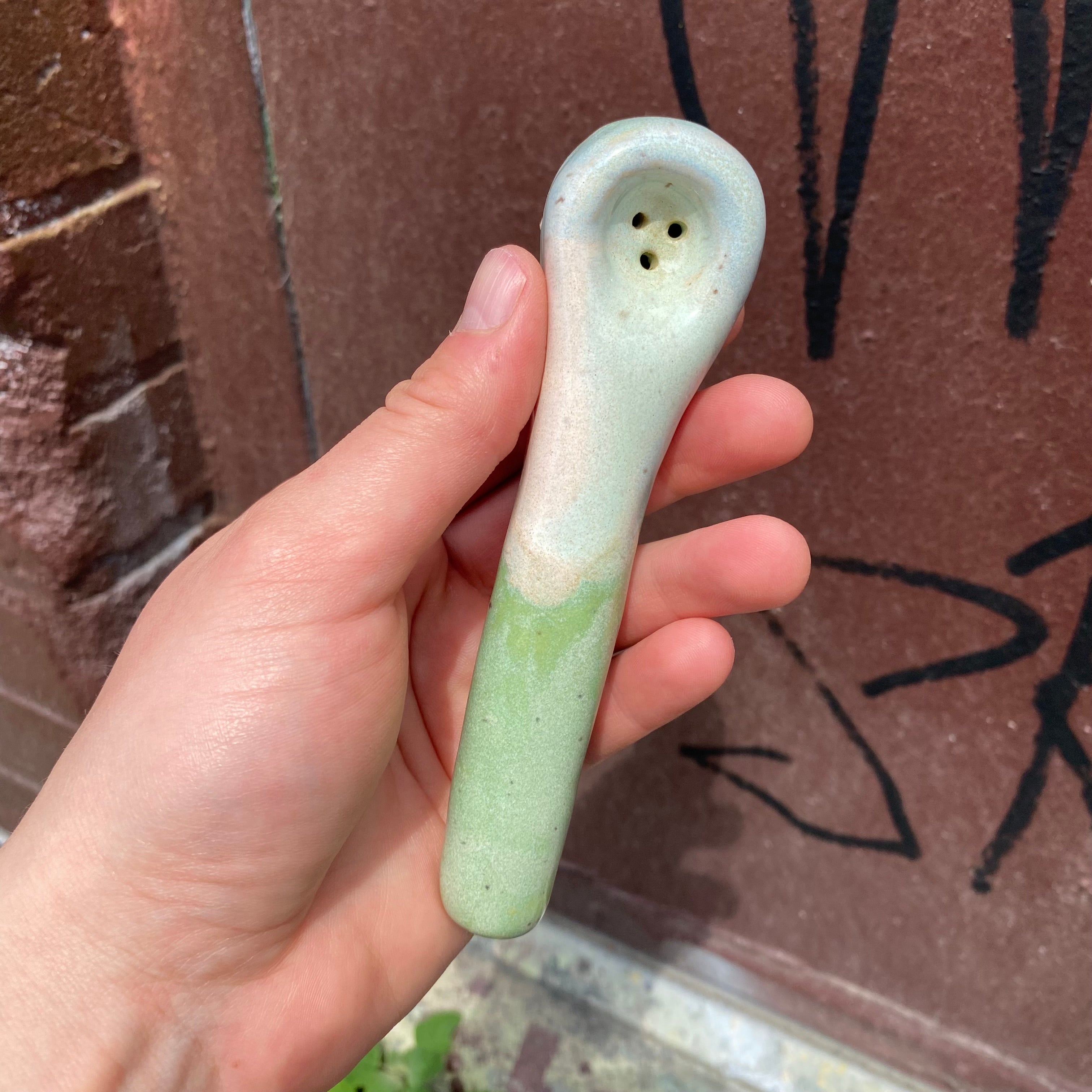 pastel green glazy spoon