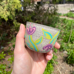 small purple tulip granite cup