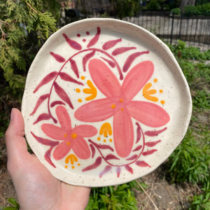 pink floral plate