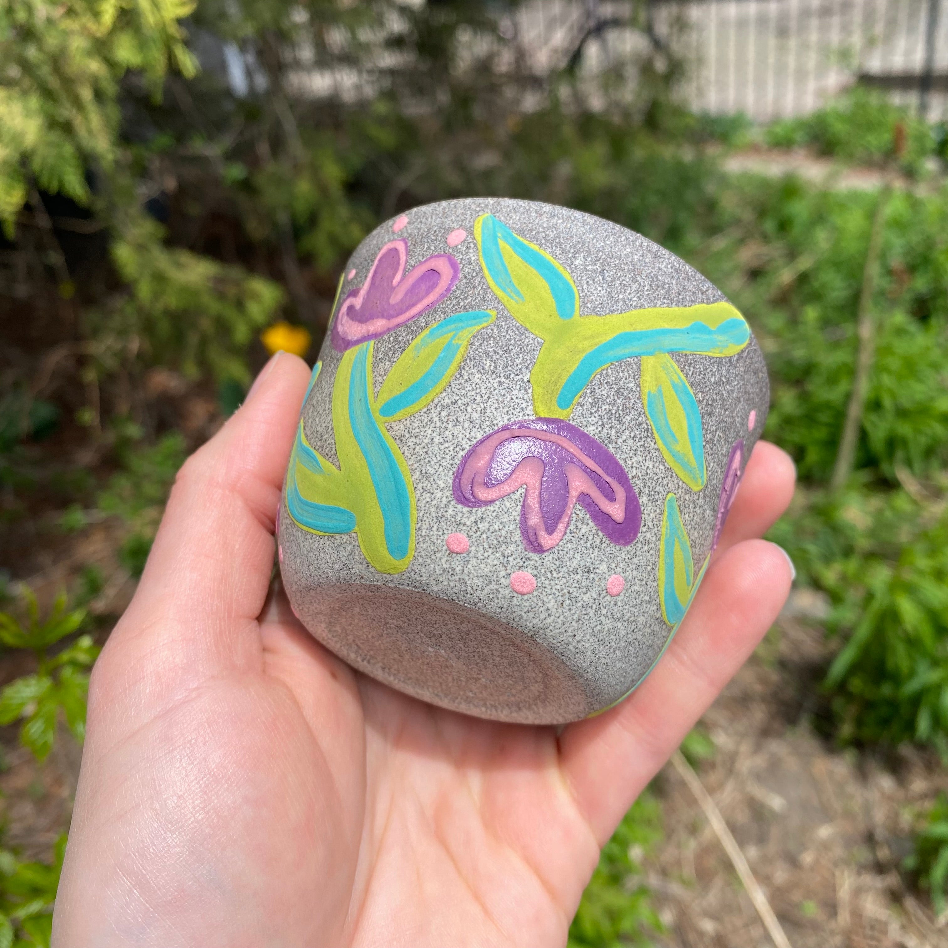small purple tulip granite cup