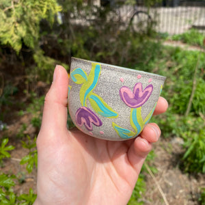 small purple tulip granite cup