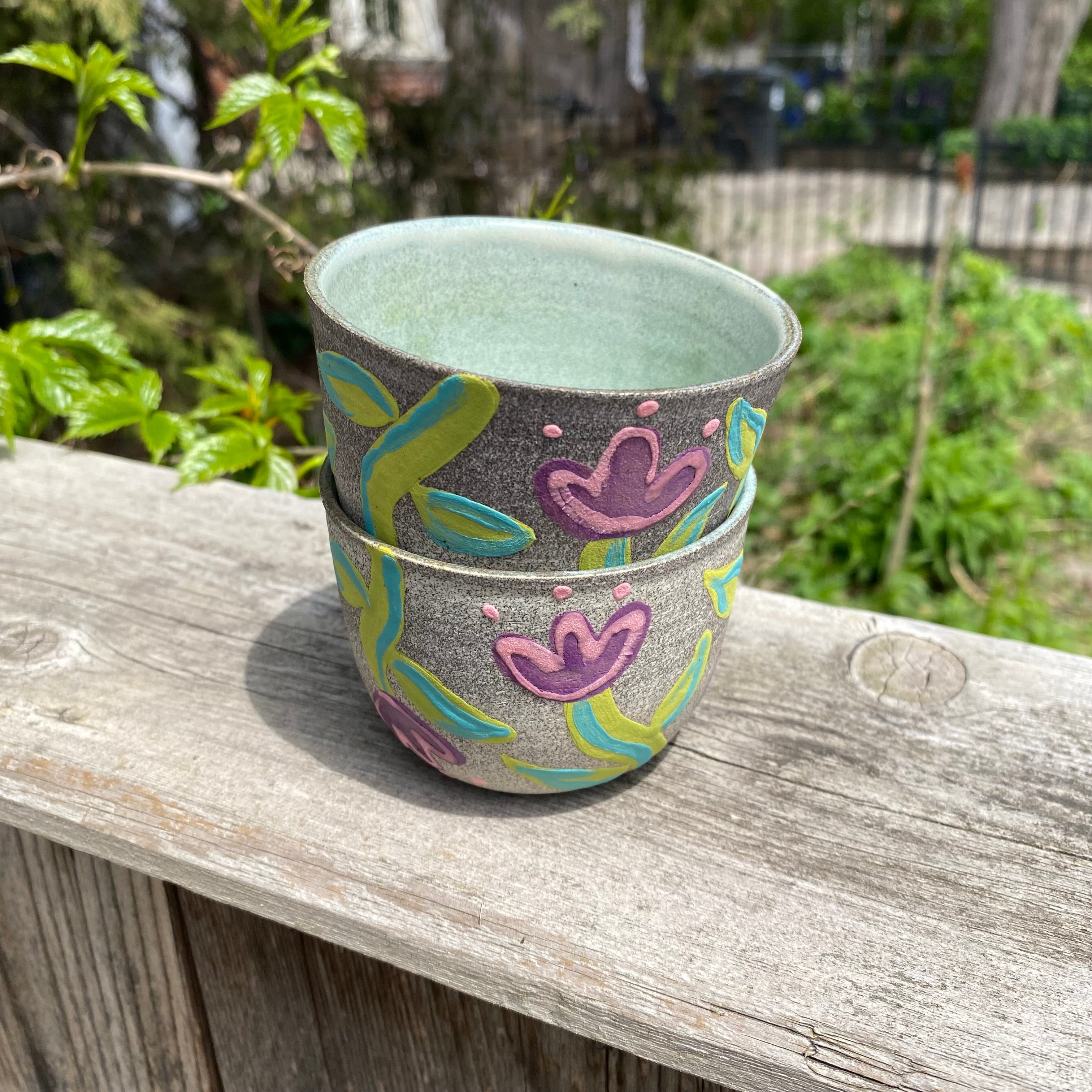 small purple tulip granite cup