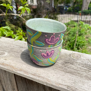 small purple tulip granite cup