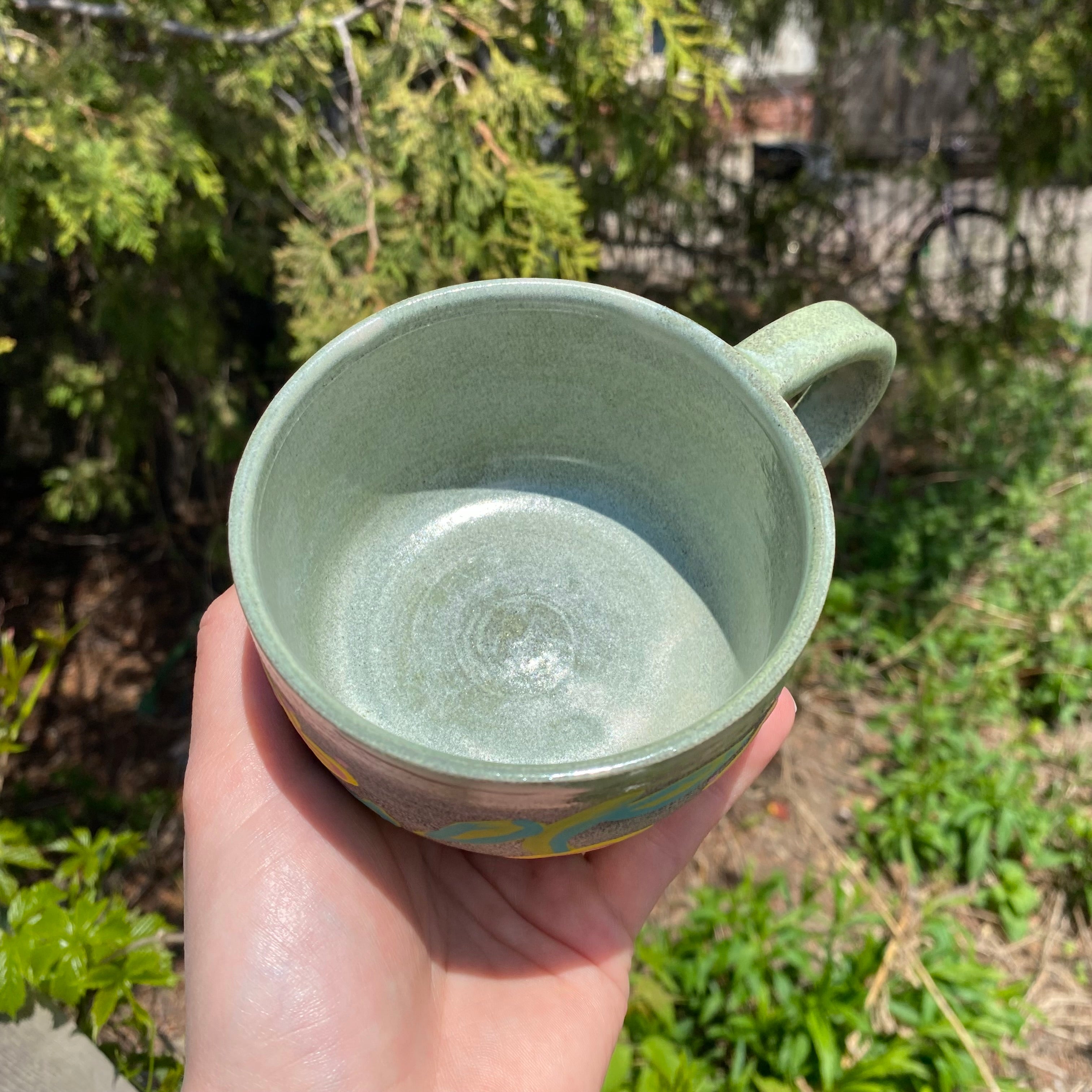 yellow tulip granite latte mug