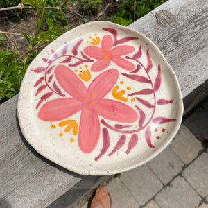 pink floral plate