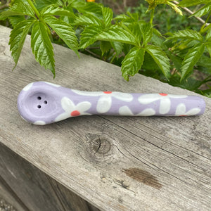 daisy spoon on lavender clay