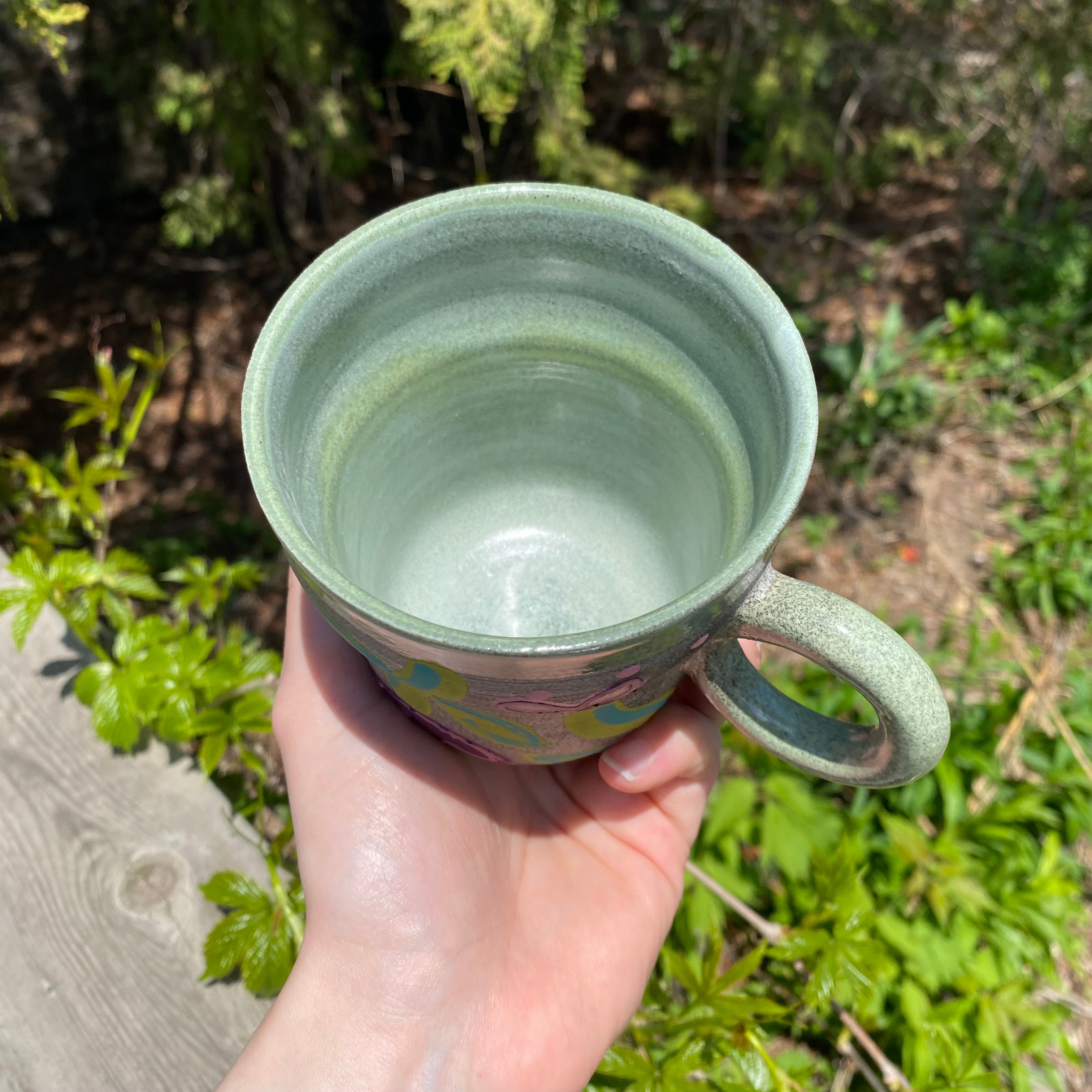 purple tulip granite mug