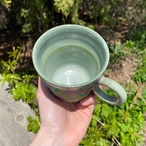 purple tulip granite mug