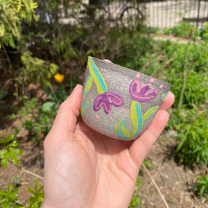 small purple tulip granite cup